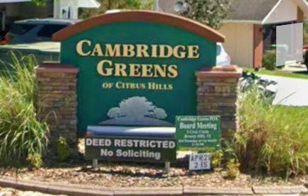 Cambridge Greens of Citrus Hills entrance sign